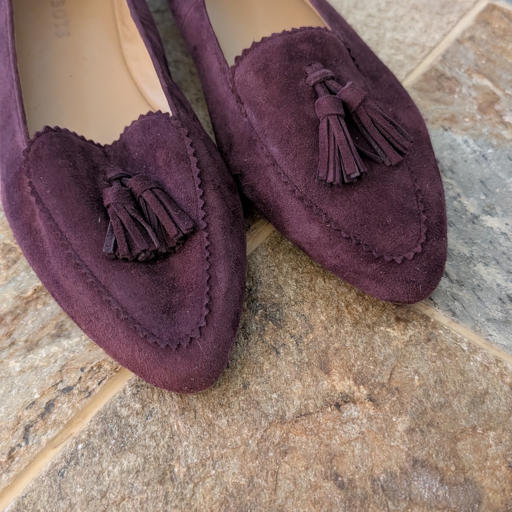 Talbots Rich Purple Suede Loafers - Picture 2 of 10